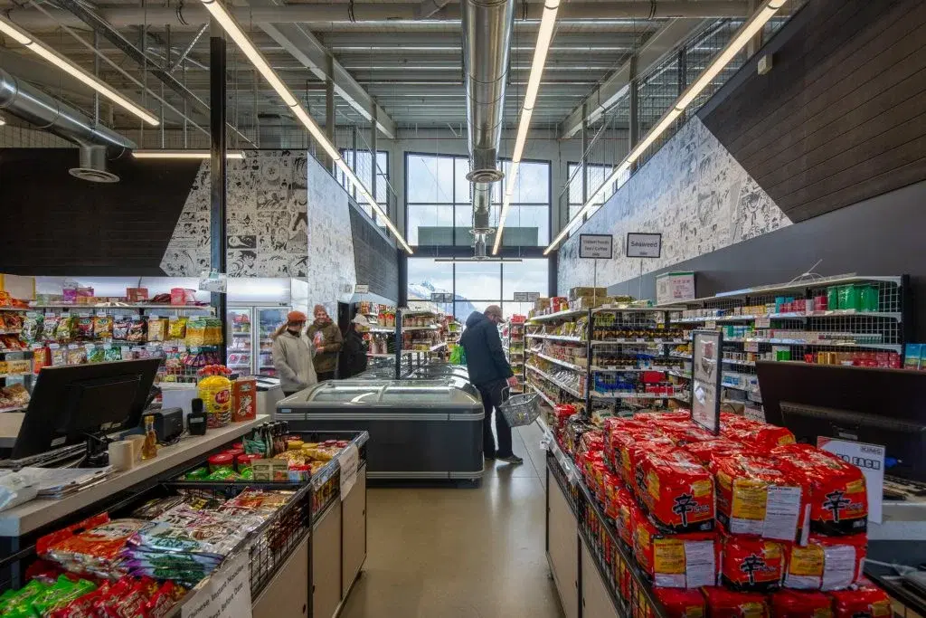 Kim's Mart interior — checkout and front of store