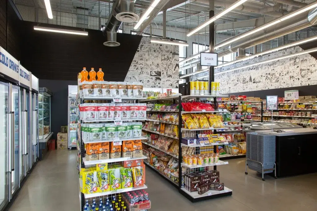 Kim's Mart interior — product aisles